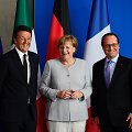 Matteo Renzi, Angela Merkel ir Francois Hollande'as