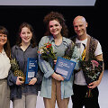 A.Gudaitė ir L.Žakevičius su laureatėmis