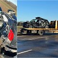 Kretingos rajone antradienio rytą po vilkiko susidūrimo &bdquo;Opel&ldquo; automobilis virto metalo krūva.
