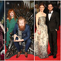 Jasonas Momoa su Lisa Bonet, Sophie Turner su Joe Jonu, Kristoferis Hivju su žmona Gry ir Kitas Haringtonas su Rose Leslie