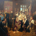 Janas Matejka. Liublino unija. Viena pagrindinių figūrų i&scaron; de&scaron;inės - M.Radvila Rudasis