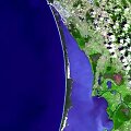 NASA užfiksuota Kur&scaron;ių Nerijos ir Kur&scaron;ių marių nuotrauka