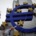 Euro ženklas prie Europos centrinio banko Frankfurte prie Maino.