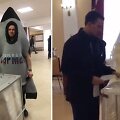 Balsuoti ėjo nuo ir žmogaus-raketa, ir jaunavedžiai su gausia  palyda.