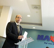 &bdquo;Maxima Latvija&ldquo; vadovo Gintaro Jasinsko spaudos konferencija dėl tragi&scaron;kai pasibaigusios Rygos parduotuvės &bdquo;Maxima&ldquo; griūties.