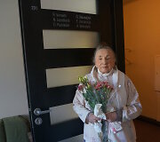 Regina Varnaitė po spektaklio &bdquo;Amerika pirtyje&ldquo;, 2015 m.