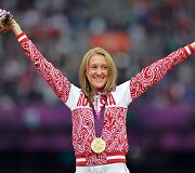 Rusijos lengvaatletė Yuliya Zaripova laimėjo aukso medalį 3000 m bėgime su kliūtimis