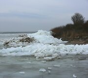 Vėjas pamaryje laužo ledus