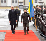 Prezidentūroje įvyko oficiali Ukrainos vadovo Volodymyro Zelenskio pasitikimo ceremonija