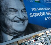 Prie&scaron; George'ą Sorosą nukreipta reklaminė kampanija Vengrijoje