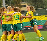 Lietuvos moterų futbolo rinktinė pergalingai pradėjo Baltijos taurės turnyrą Vilniuje