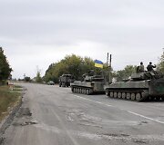 Ukrainos karinė technika Delbacevo mieste.