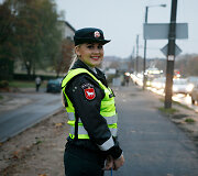 Policijos priemonė prie pėsčiųjų perėjų