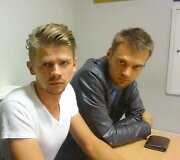 Deividas Misiulis, operatorius Ronaldas Buožis ir Tadas Vidmantas komisariate