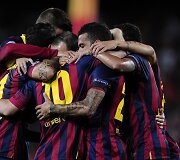 &bdquo;Barcelona&ldquo; futboloninkai džiaugiasi įvarčiu.