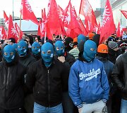 Nacionalistų eitynių Var&scaron;uvoje akimirka