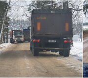 Į smėlio karjerus vykstančių sunkvežimių niokojamas žvyrkelis