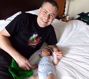 Laurynas Misevičius su sūnumi Roku Saboniu