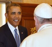 JAV prezidentas Barackas Obama ir Popiežius Pranci&scaron;kus