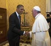 JAV prezidentas Barackas Obama ir Popiežius Pranci&scaron;kus