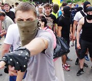 Ukrainos protestuotojai prie Rusijos konsulato Odesoje