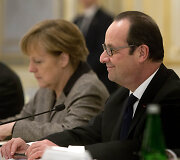 Kijeve aptarti taikos plano susitiko Angela Merkel, Francoise Hollande'as ir Petro Poro&scaron;enka 2015 m. vasario 05 d. 