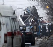 Galingo sprogimo suniokotas troleibusas Volgograde