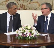 JAV prezidentas Barackas Obama ir Lenkijos prezidentas Bronislawas Komorowskis