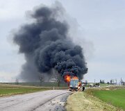 Sunkvežimio gaisras Kėdainių rajone