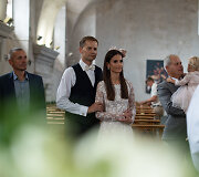 Nerijaus ir Agnės Ju&scaron;kų sūnaus Pauliaus ir dukters Evos krik&scaron;tynų akimirka