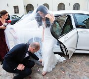 Justinos Kazlauskytės ir Jono Po&scaron;kaus vestuvių akimirka