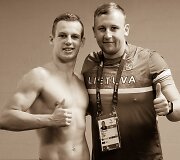 Edgaras Matakas ir treneris Ramūnas Leonas