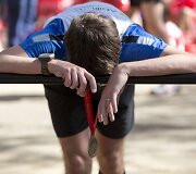 Pavargęs Londono maratono dalyvis 