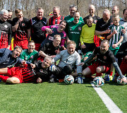 Futbolo rungtynių Vytaro Radzevičiaus 50-mečio proga akimirka