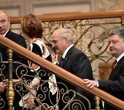 Rusijos prezidentas Vladimiras Putinas, ES užsienio politikos vadovė Catherine Ashton, Baltarusijos prezidentas Aleksandras Luka&scaron;enka ir Ukrainos prezidentas Petro Poro&scaron;enka