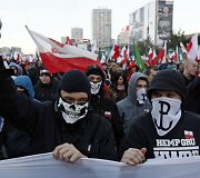 Nacionalistų eitynių Var&scaron;uvoje akimirka
