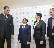 LKF prezidentas Arvydas Sabonis, Azerbaidžano ambasadorius Lietuvoje J.E. Hasanas Mammadzada, LTOK prezidentė Daina Gudzinevičiūtė, LKF generalinis sekretorius Mindaugas &Scaron;pokas