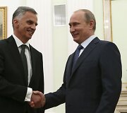 &Scaron;veicarijos prezidentas Didieris Burkhalteris ir Rusijos prezidentas Vladimiras Putinas