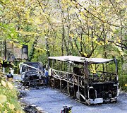Tragi&scaron;kos autobuso ir sunkvežimio avarijos Prancūzijoje vieta