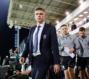 Lietuvos futbolo rinktinė Tautų lygos rungtynėse Kipre. Edgaras Jankauskas