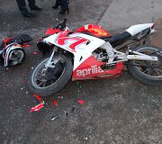 Mopedas &bdquo;Aprilia RS50&ldquo; po avarijos Alytuje 