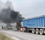 Sunkvežimio gaisras Kėdainių rajone