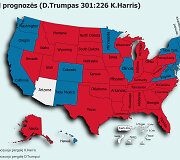 CNN prognozės (D.Trumpas 301:226 K.Harris)
