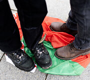 Lietuvoje gyvenančių baltarusių protesto akcija &bdquo;Luka&scaron;enką &ndash; į smulkintuvą&ldquo;