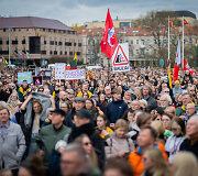 Vilniaus Katedros aik&scaron;tėje surengta protesto akcija &bdquo;&Scaron;alin rankas nuo laisvo žodžio&ldquo;