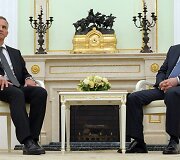 &Scaron;veicarijos prezidentas Didieris Burkhalteris ir Rusijos prezidentas Vladimiras Putinas