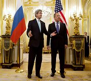 JAV sekretorius Johnas Kerry ir Rusijos užsienio reikalų ministras Sergejus Lavrovas