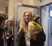 Rūtos Meilutytės sutikimas Vilniaus oro uoste.