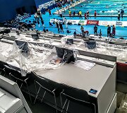 Kazanėje vykstančiame pasaulio plaukimo čempionate prakiuro stadiono stogas