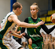Lietuvos  moterų rinktinė ir Lietuvos jaunimo vaikinų (U16) rungtynių akimirka. Justė Jocytė